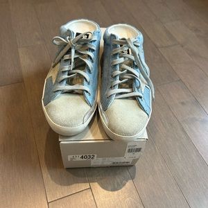 Golden Goose Blue and Cream Sneakers